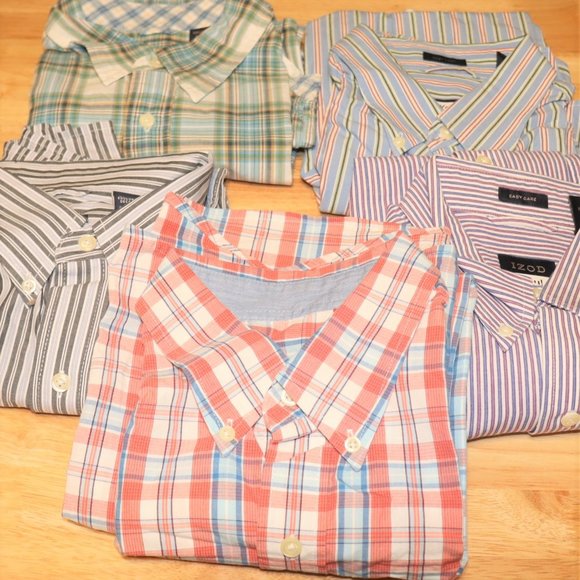 Izod Other - Bundle Of 5! Large IZOD Plaid Cotton Button Front Shirts Scroll Thru Photos